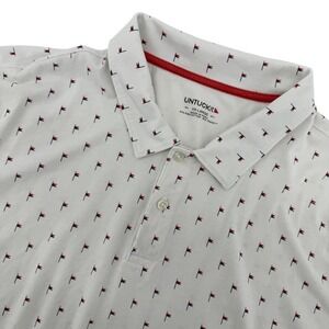 UNTUCKit Polo Shirt Mens XXL White Nautical Flag Pima Cotton Tencel Short Sleeve